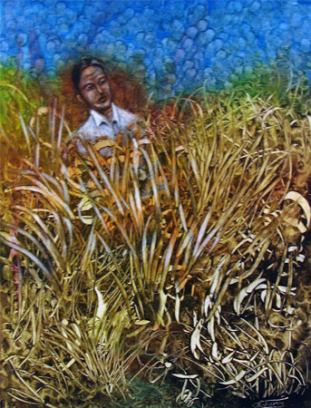 oil painting of a man in a field